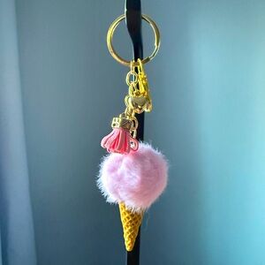 Pink Ice Cream Cone Bag Charm